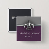 エレガントな銀製の紫色の（紋章の）フラ・ダ・リ 缶バッジ (正面&裏面)