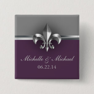 エレガントな銀製の紫色の（紋章の）フラ・ダ・リ 缶バッジ