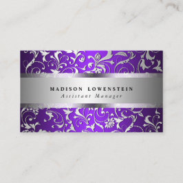 エレガントな銀製の華麗さ華美なパターン紫色 名刺