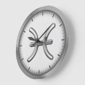 エレガントな銀製の贅沢な魚類の(占星術の)十二宮図の記号| ラージ壁時計 (傾斜)