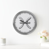 エレガントな銀製の贅沢な魚類の(占星術の)十二宮図の記号| ラージ壁時計 (ホーム)