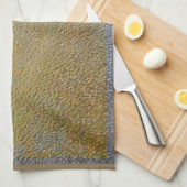 エレガントな銀製の金ゴールドの金属の質パターン一見| キッチンタオル (四つ折り)