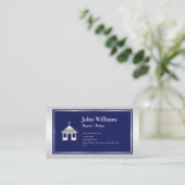 エレガントな銀青の教会の牧師祭司 名刺 (スタンド正面)
