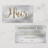 エレガントな銀/金ゴールドの魅力的な美容師のアポイントメント 予約カード (正面/裏面)
