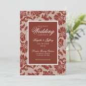 エレガントな銅さびダマスク結婚式招待状 招待状 (スタンド正面)