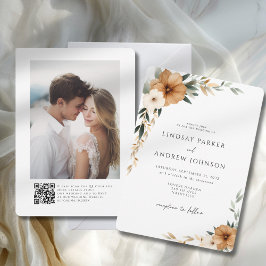 エレガントな銅とアースィーな植物写真の結婚式 招待状