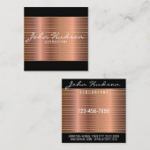 エレガントな銅のスクリプト モダン デザイン スクエア名刺 (正面/裏面)