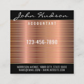 エレガントな銅のスクリプト モダン デザイン スクエア名刺 (裏面)