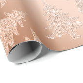 エレガントな銅の金ゴールドのグリッターのクリスマスツリーパターン ラッピングペーパー (ロールコーナー)