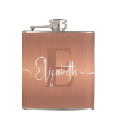 エレガントな銅の金属スクリプトモノグラム フラスク (正面)
