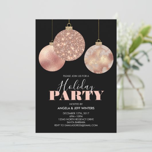 エレガントな銅は休日のパーティを飾ります 招待状 (スタンド正面)