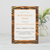 エレガントな銅ブラックタイガープリント誕生日 招待状 (スタンド正面)