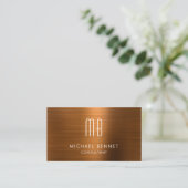 エレガントな銅色のメタリックモノグラムコンサルタント 名刺 (スタンド正面)