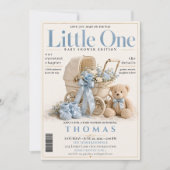 エレガントな雑誌の表紙の男の子ベビーシャワー 招待状 (正面)