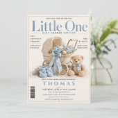 エレガントな雑誌の表紙の男の子ベビーシャワー 招待状 (スタンド正面)