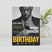 エレガントな雑誌の表紙の誕生日写真 招待状 (スタンド正面)