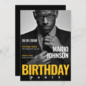 エレガントな雑誌の表紙の誕生日写真 招待状 (正面/裏面)