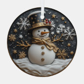 エレガントな雪だるまのクリスマスオーナメント ガラスオーナメント (裏面)