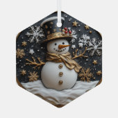 エレガントな雪だるまのクリスマスオーナメント ガラスオーナメント (裏面)