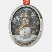 エレガントな雪だるまのクリスマスオーナメント メタルオーナメント (左)