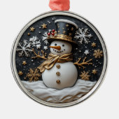エレガントな雪だるまのクリスマスオーナメント メタルオーナメント (正面)