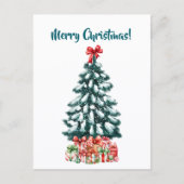 エレガントな雪のクリスマスツリーのポストカード ポストカード (正面)
