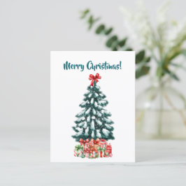 エレガントな雪のクリスマスツリーのポストカード ポストカード