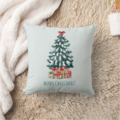 エレガントな雪のクリスマスツリー クッション (ブランケット)