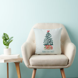 エレガントな雪のクリスマスツリー クッション