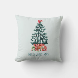 エレガントな雪のクリスマスツリー クッション