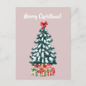 エレガントな雪のクリスマスツリー ポストカード (正面)