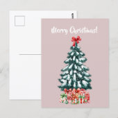 エレガントな雪のクリスマスツリー ポストカード (正面/裏面)