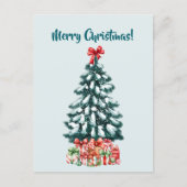 エレガントな雪のクリスマスツリー ポストカード (正面)