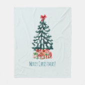 エレガントな雪のクリスマスツリー ミントグリーン フリースブランケット (正面)