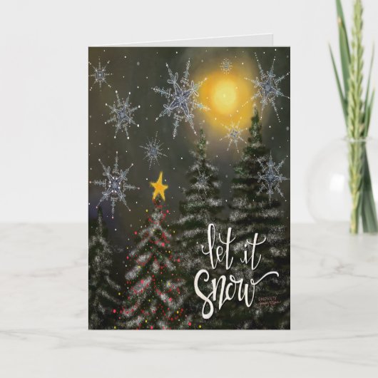 エレガントな雪のプレゼント かわいいクリスマスの感動 カード (正面)