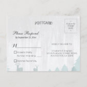 エレガントな雪のワンダーランドの鳥と鹿の冬の結婚式の出欠確認 インビテーションポストカード (裏面)