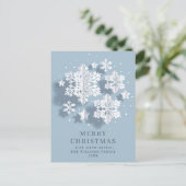 エレガントな雪の結晶のクリスマスグリーティングホリデー ポストカード (スタンド正面)