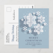 エレガントな雪の結晶のクリスマスグリーティングホリデー ポストカード (正面/裏面)
