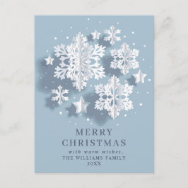エレガントな雪の結晶のクリスマスグリーティングホリデー ポストカード