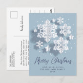 エレガントな雪の結晶のクリスマスグリーティングホリデー ポストカード (正面/裏面)