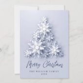エレガントな雪の結晶のクリスマスツリーのグリーティング シーズンカード (正面)