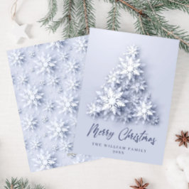 エレガントな雪の結晶のクリスマスツリーのグリーティング シーズンカード