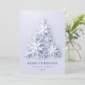 エレガントな雪の結晶のクリスマスツリーのグリーティング シーズンカード (スタンド正面)