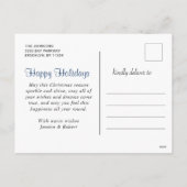 エレガントな雪の結晶のクリスマスツリーのグリーティング シーズンポストカード (裏面)