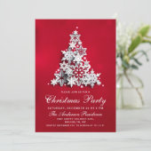 エレガントな雪の結晶のクリスマスツリー ホリデーパーティー 招待状 (スタンド正面)