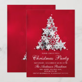 エレガントな雪の結晶のクリスマスツリー ホリデーパーティー 招待状 (正面/裏面)