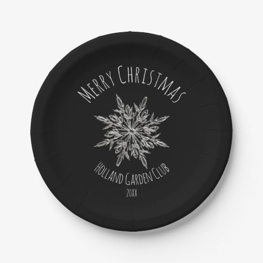 エレガントな雪の結晶のクリスマス紙皿 ペーパープレート (正面)