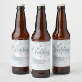 エレガントな雪の結晶のスクリプト 冬の結婚式 ビールラベル (ボトル)