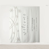 エレガントな雪の結晶の冬のベイビーシャワーウェルカム タペストリー (正面)
