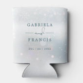 エレガントな雪の結晶　ウィンターワンダーランドのウェディング 缶クーラー (裏面)